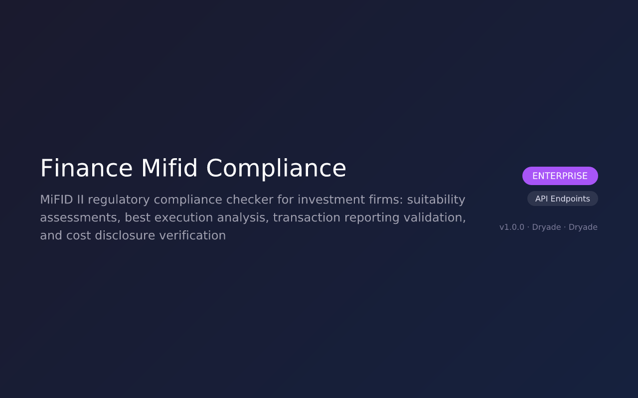 Finance Mifid Compliance screenshot